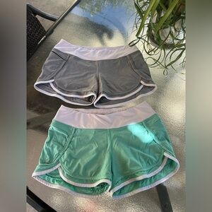 Hylete Women's Athletic Shorts in Gray and Mint